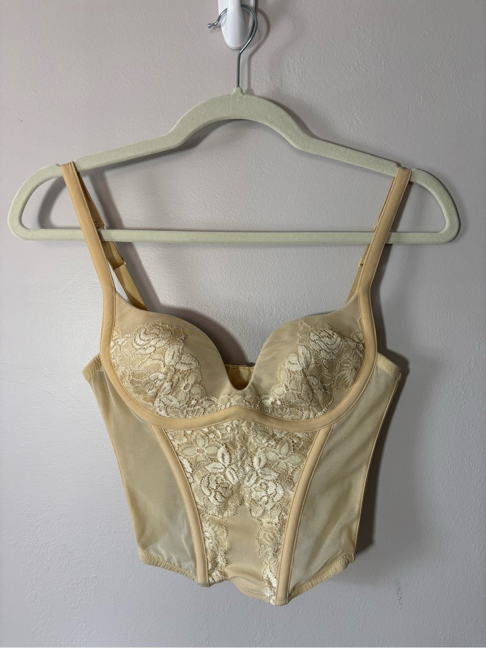 VTG La Perla Golden Honey Satin/Lace Corset Bustier Top Made in Italy Size 1/32B